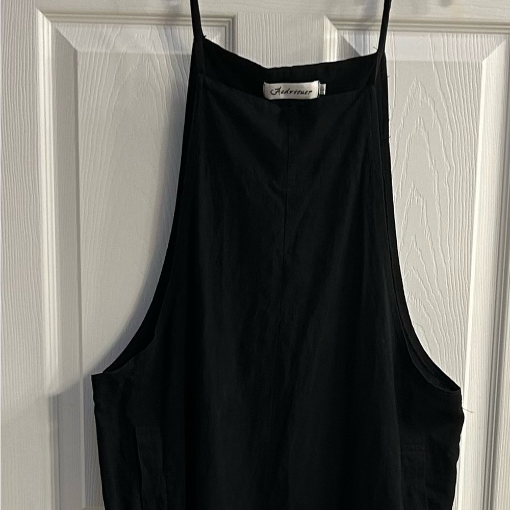 Black linen ankle length Romper